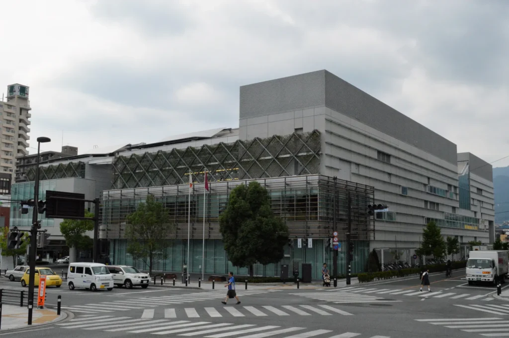 The exterior of the Yamanashi Prefectural Library near Kofu Station